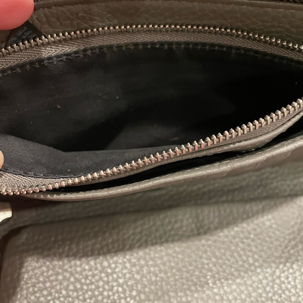 ALLSAINTS gray pebbled leather Long Wallet zippy with wristlet WLT2 - Picture 6 of 10
